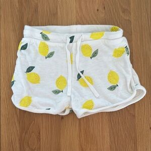 Boutchou Lemon Print White and Yellow Casual Shorts